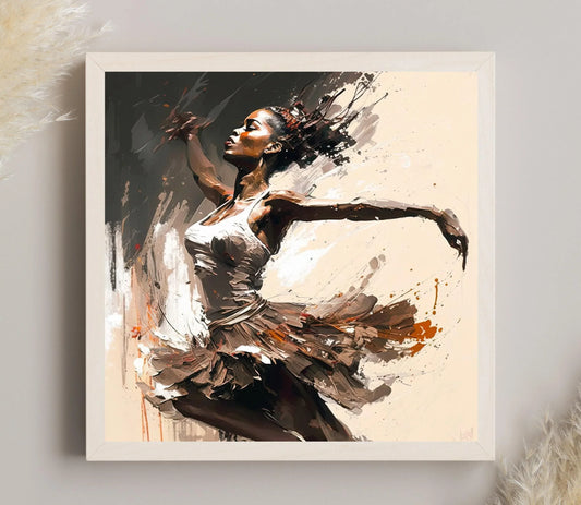 Black Ballerina Art Print, Black art, African American Woman Dancer, Wall Art on Canvas, Black girl art canvas, Black Woman Art, Black Art Wall Art – Canvas Print