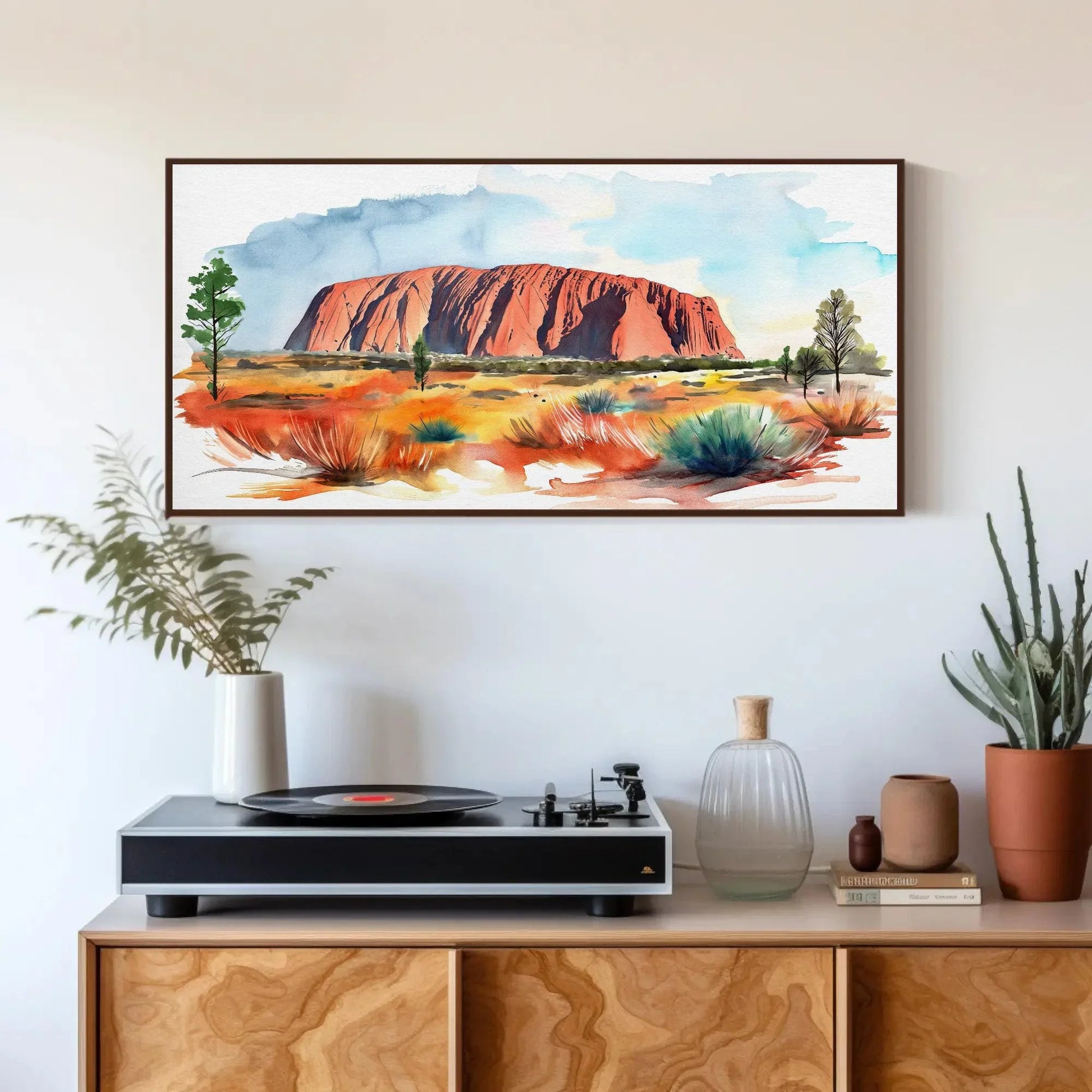 Uluru Australia Watercolor Print, Ayers Rock Large Canvas Print, Australian Home Decor, Australia Wall Art, Framed Poster Ready To Hang Wall Art – Canvas Print
