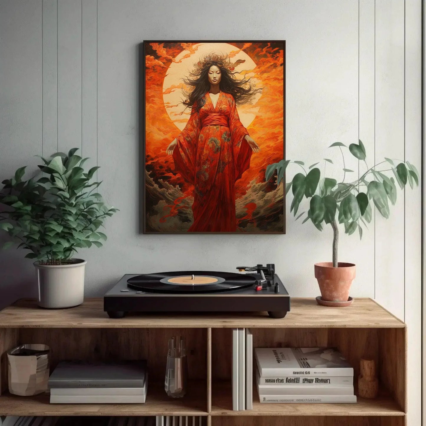 Amaterasu Art Print - Canvas Art - Japanese Sun Goddess - Japanese Deity Artwork - Large Vertical Art Wall Art – Canvas Print