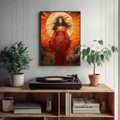 Amaterasu Art Print - Canvas Art - Japanese Sun Goddess - Japanese Deity Artwork - Large Vertical Art Wall Art – Canvas Print