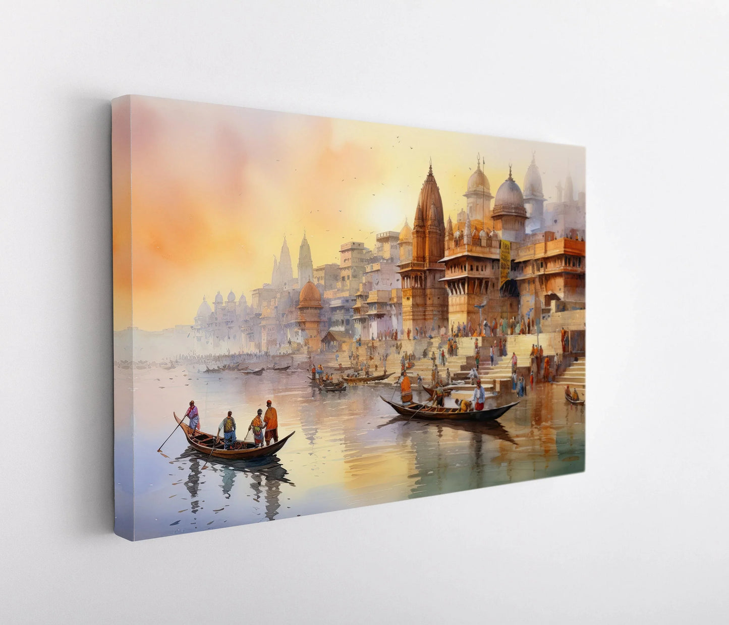 India Watercolor Painting, Modern Indian Wall Art Decor, Colorful Art Print, Indian Landscape Art, India Decor, Home Decor, Canvas Wall Art Wall Art – Canvas Print