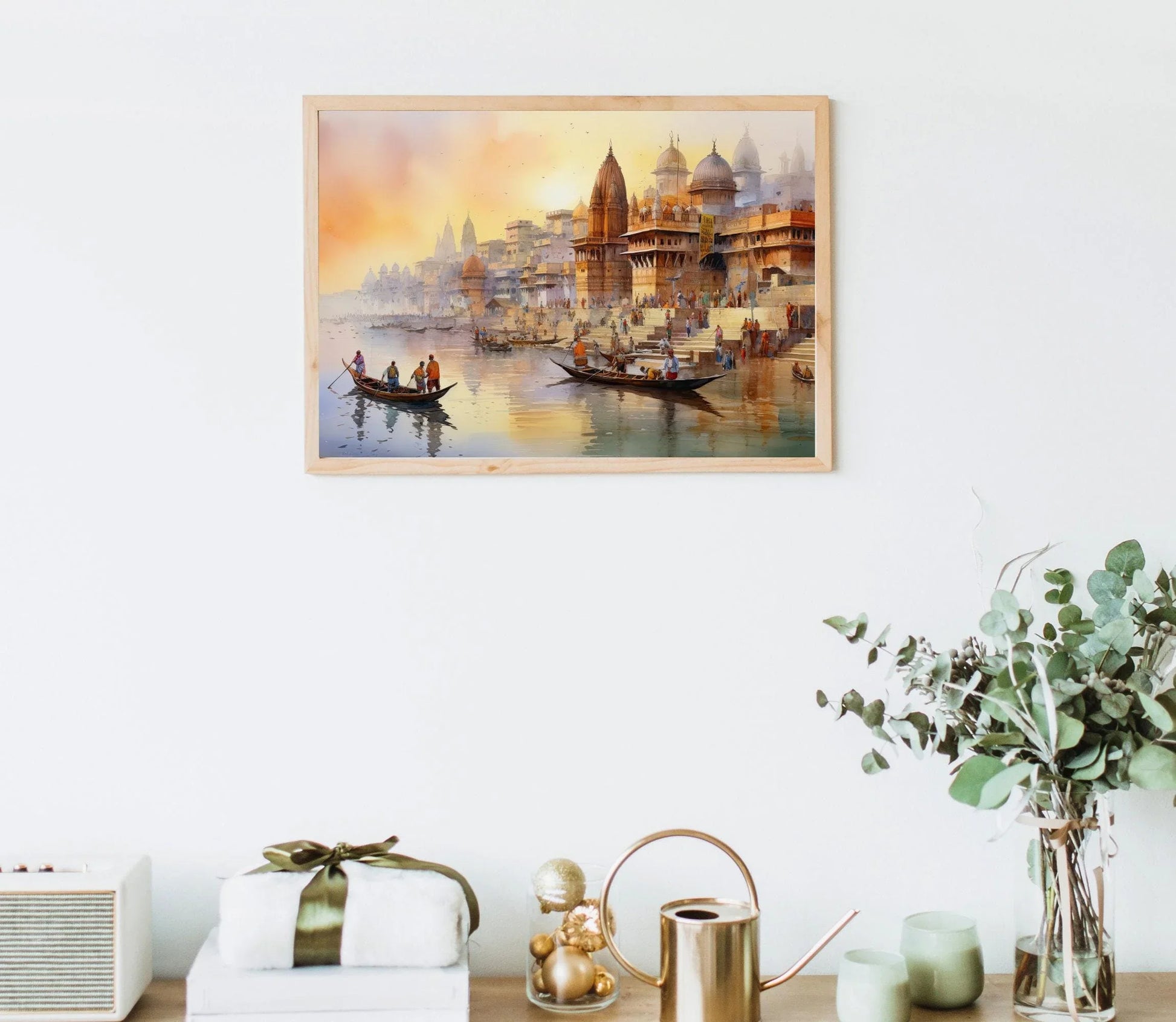 India Watercolor Painting, Modern Indian Wall Art Decor, Colorful Art Print, Indian Landscape Art, India Decor, Home Decor, Canvas Wall Art Wall Art – Canvas Print