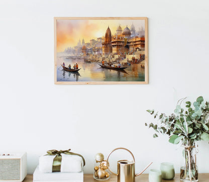 India Watercolor Painting, Modern Indian Wall Art Decor, Colorful Art Print, Indian Landscape Art, India Decor, Home Decor, Canvas Wall Art Wall Art – Canvas Print