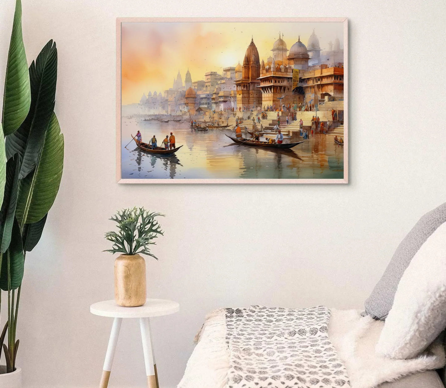 India Watercolor Painting, Modern Indian Wall Art Decor, Colorful Art Print, Indian Landscape Art, India Decor, Home Decor, Canvas Wall Art Wall Art – Canvas Print
