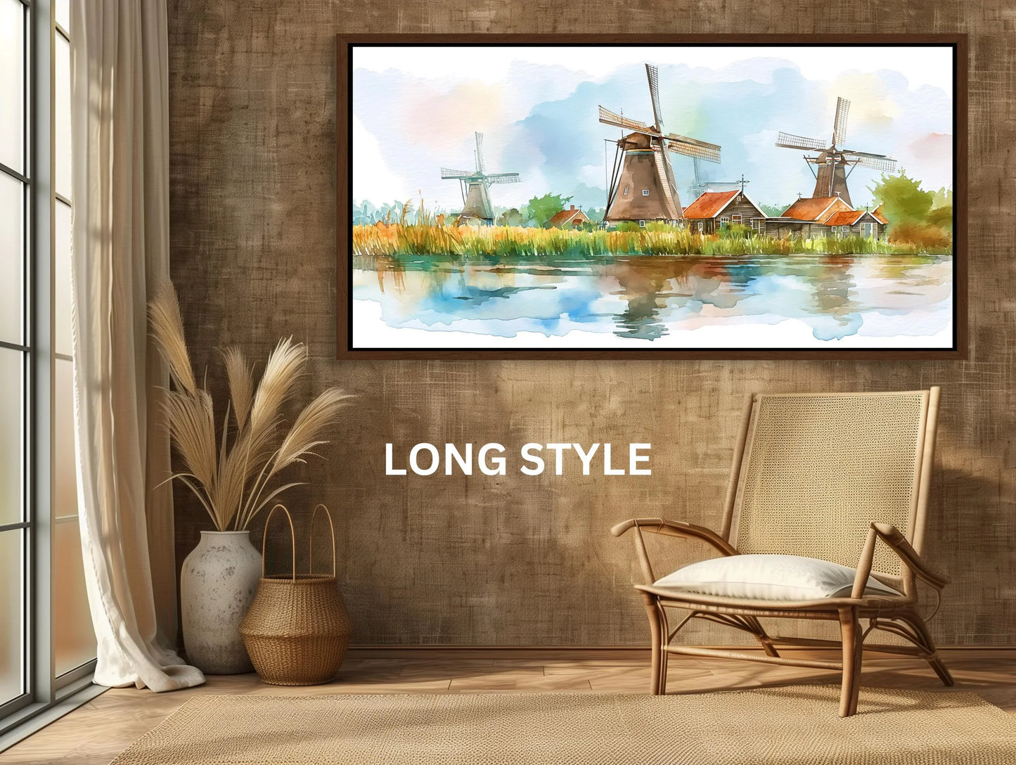 Dutch Wall Art, Windmills of the Dutch countryside, Netherlands Canvas Print, Framed Poster, Landscape Wall Art, Ready To Hang Wall Art – Canvas Print