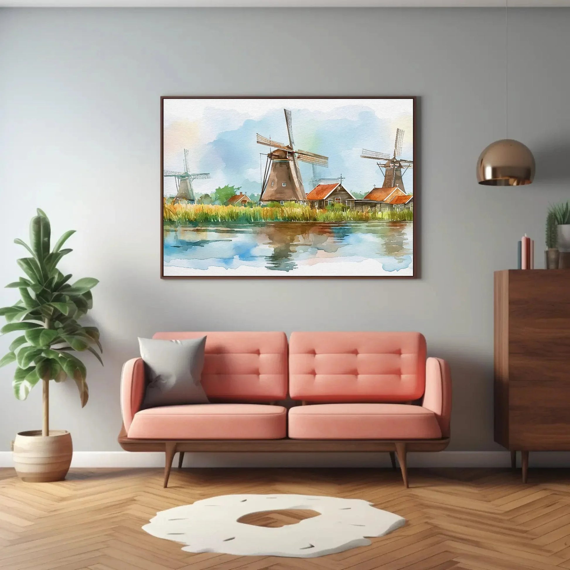 Dutch Wall Art, Windmills of the Dutch countryside, Netherlands Canvas Print, Framed Poster, Landscape Wall Art, Ready To Hang Wall Art – Canvas Print