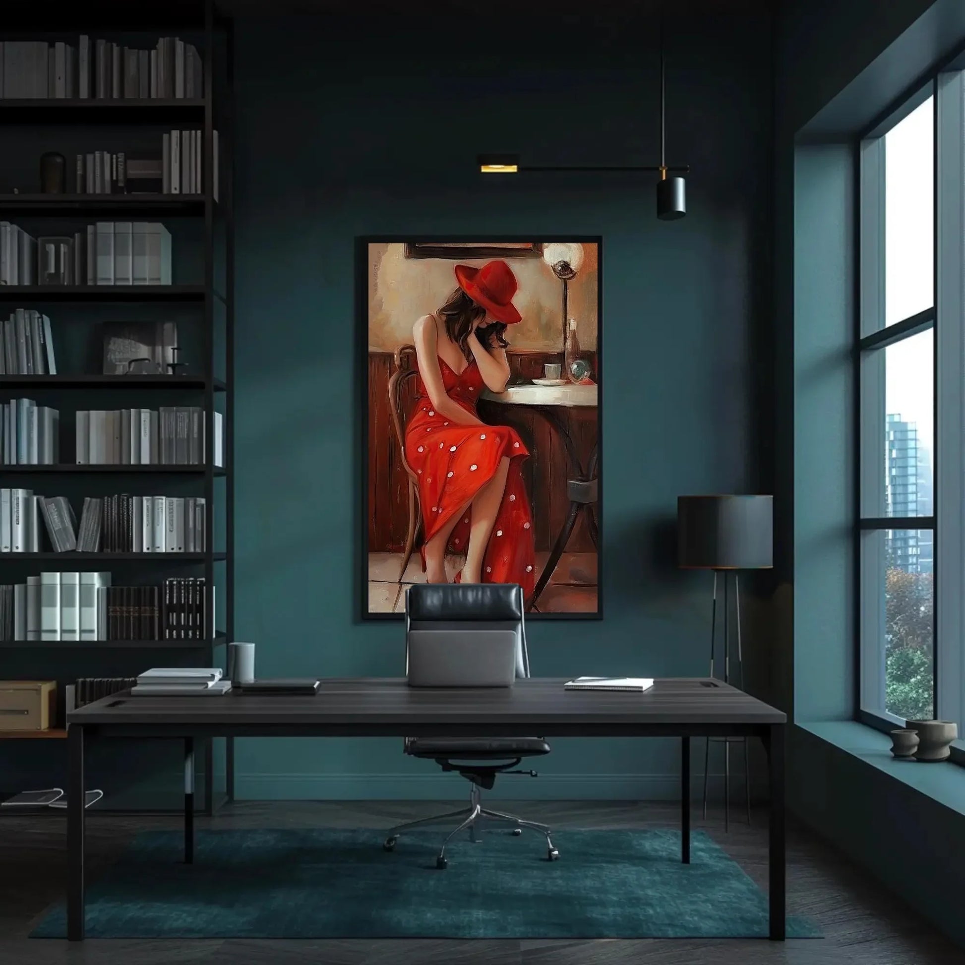 Girl in Paris Cafe Abstract Painting, Girl in Red Dress French Cafe Print, Parisian Wall Art, Europe Wall Art, Gift For Her, Cafe Shop Decor Wall Art – Canvas Print