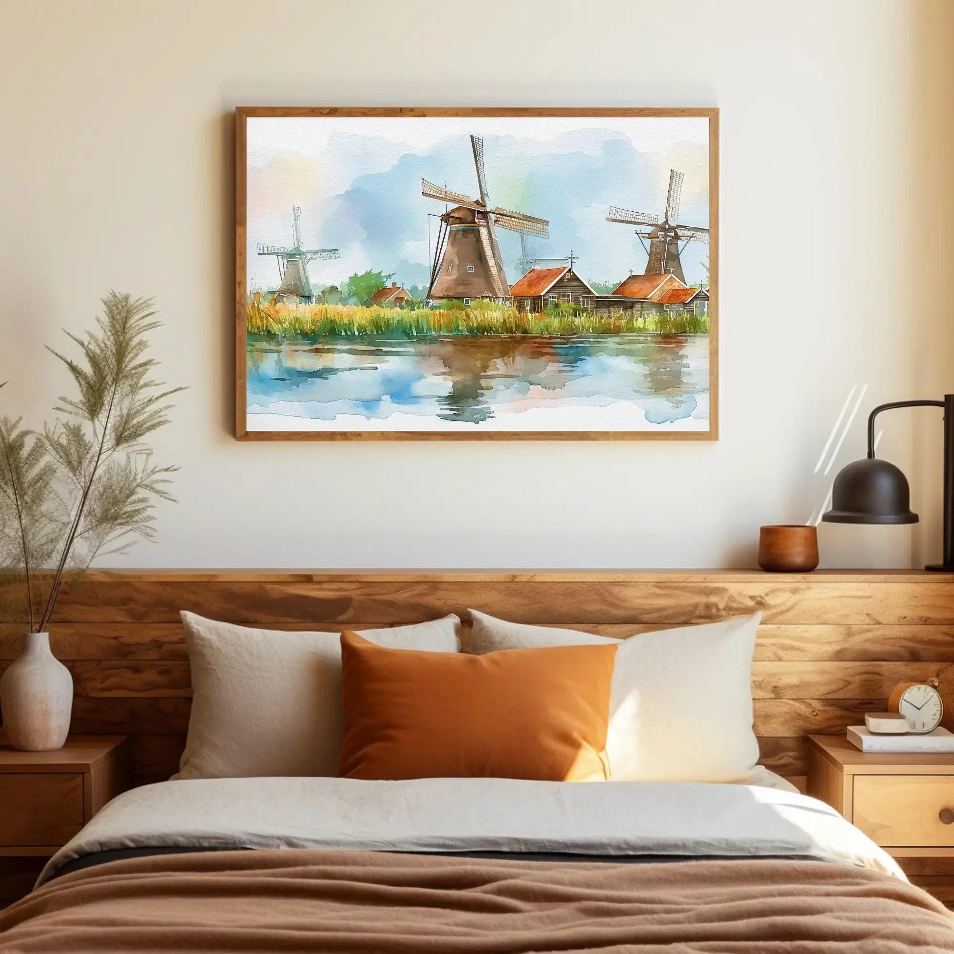 Dutch Wall Art, Windmills of the Dutch countryside, Netherlands Canvas Print, Framed Poster, Landscape Wall Art, Ready To Hang Wall Art – Canvas Print