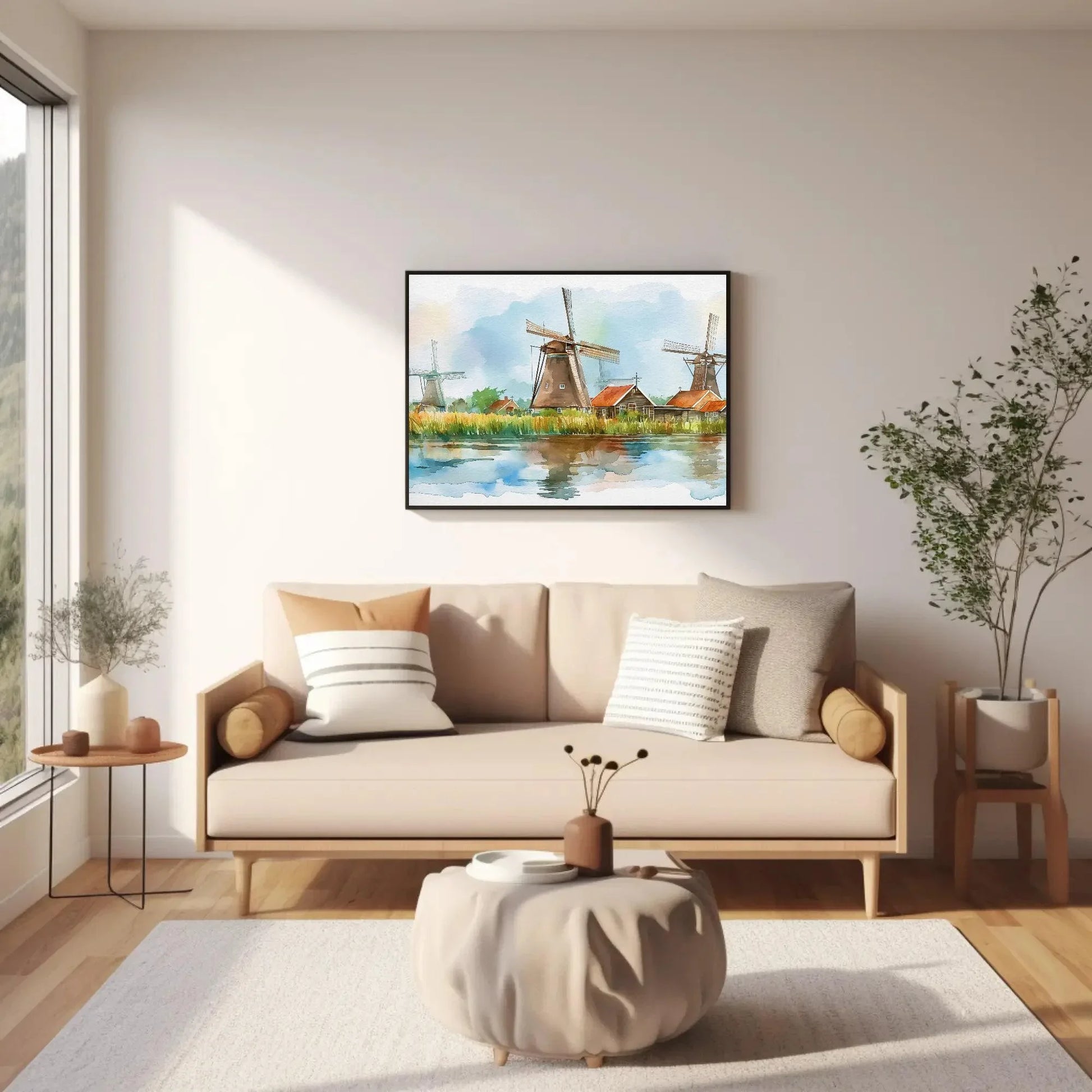 Dutch Wall Art, Windmills of the Dutch countryside, Netherlands Canvas Print, Framed Poster, Landscape Wall Art, Ready To Hang Wall Art – Canvas Print