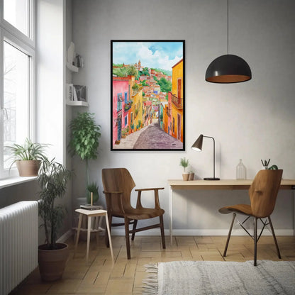 Guanajuato Watercolor Poster and Canvas Print Mexico Travel Art Mexican Wall Art Mexican Street Art Ready To Hang Wall Art – Canvas Print