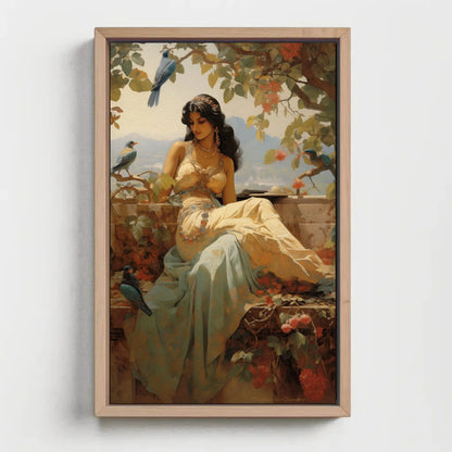 Indian Princess in a Beautiful Garden Print | Extra-large Wall Art | Indian Canvas Decor| Desi Art | South Asian Art I Antarmada Art Wall Art – Canvas Print