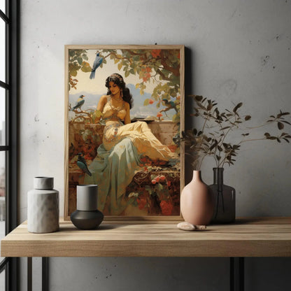 Indian Princess in a Beautiful Garden Print | Extra-large Wall Art | Indian Canvas Decor| Desi Art | South Asian Art I Antarmada Art Wall Art – Canvas Print
