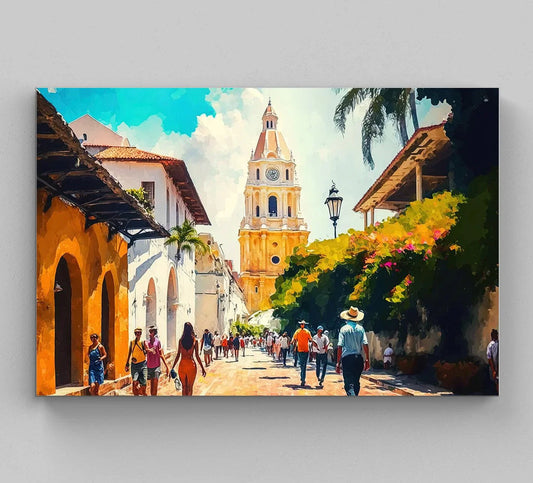 Cartagena Oil Painting, Colombia Canvas Wall Art, Colombia Print, Colombia Art Print, Colombia Wall Art, Colombia Gift, Colombia Art Wall Art – Canvas Print