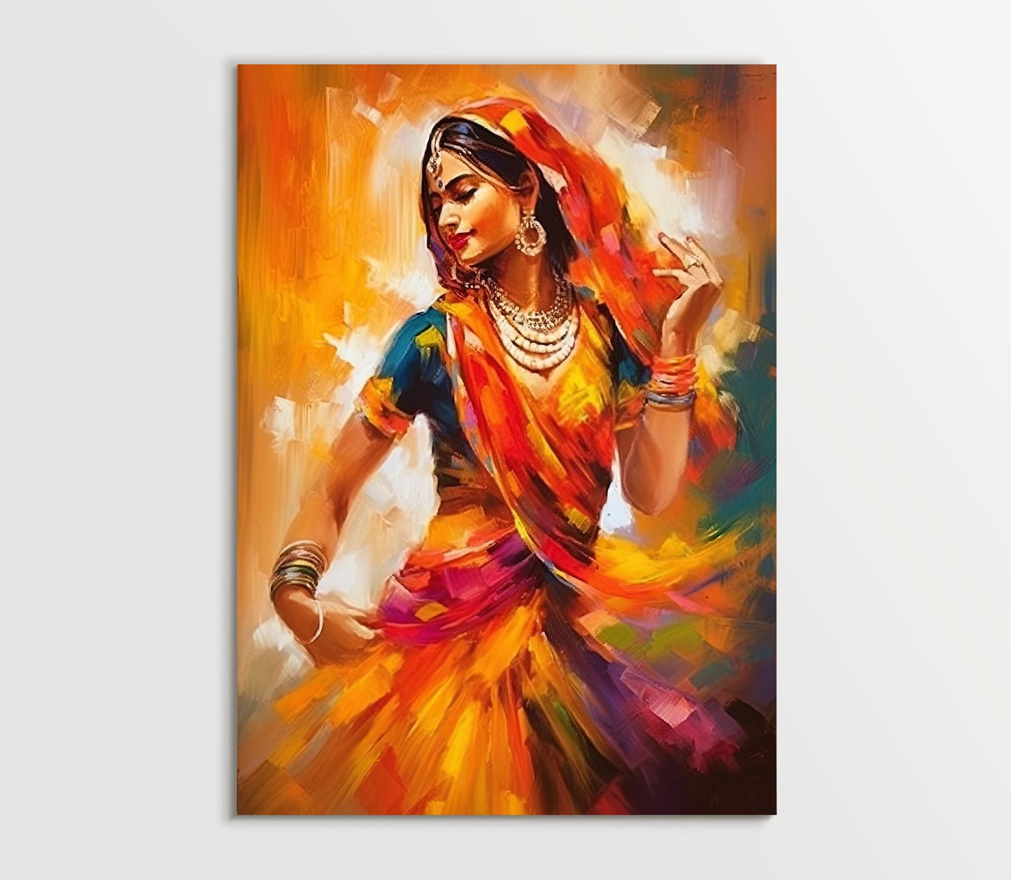 Indian Folk Dance Art - Colorful Woman Painting | Museum Grade Canvas Print - Antarmada