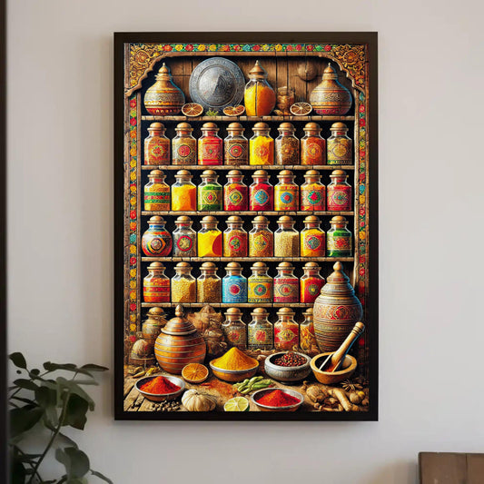 Indian Spices Canvas Print - Framed Kitchen Wall Art | Ready to Hang - Antarmada