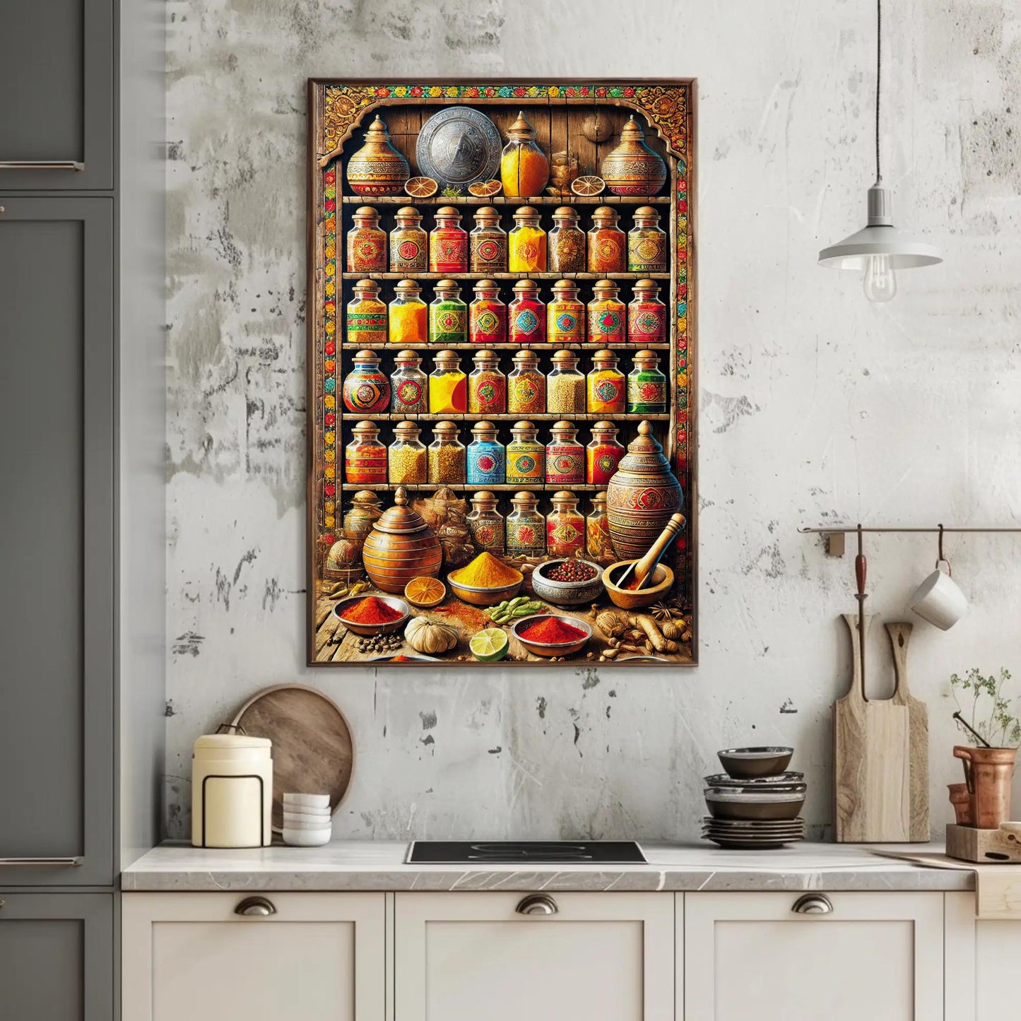 Indian Spices Canvas Print - Framed Kitchen Wall Art | Ready to Hang - Antarmada