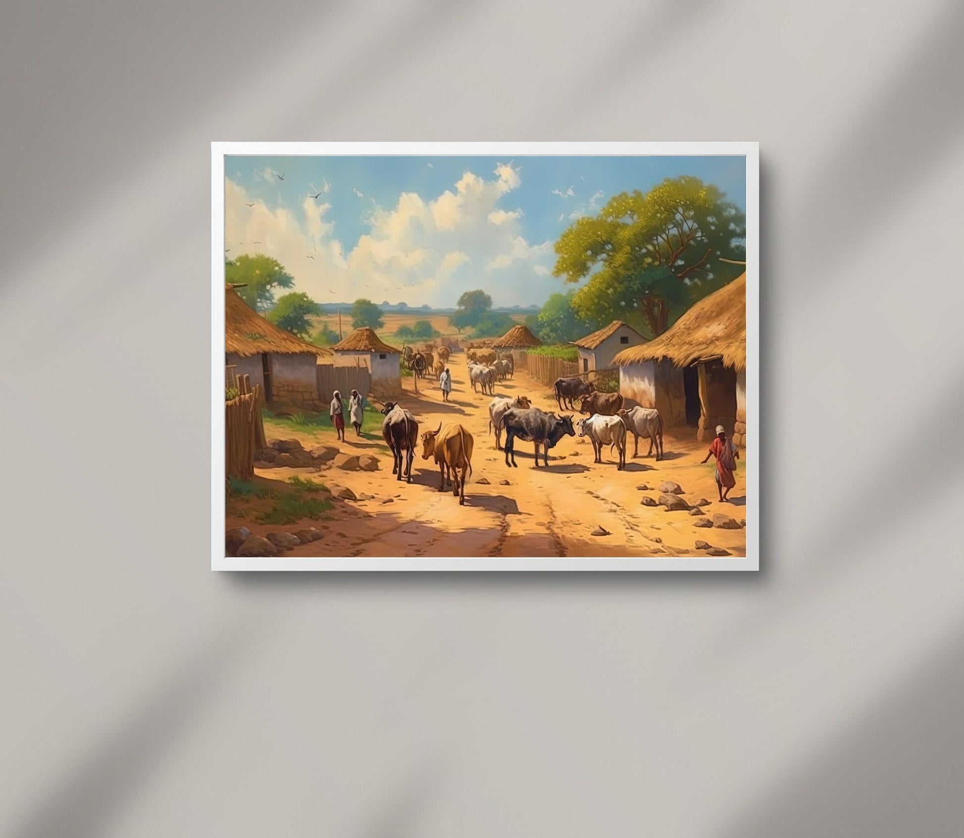 Indian Village Art Print – South Asian Wall Art | Vibrant Rural India Artwork Canvas - Antarmada
