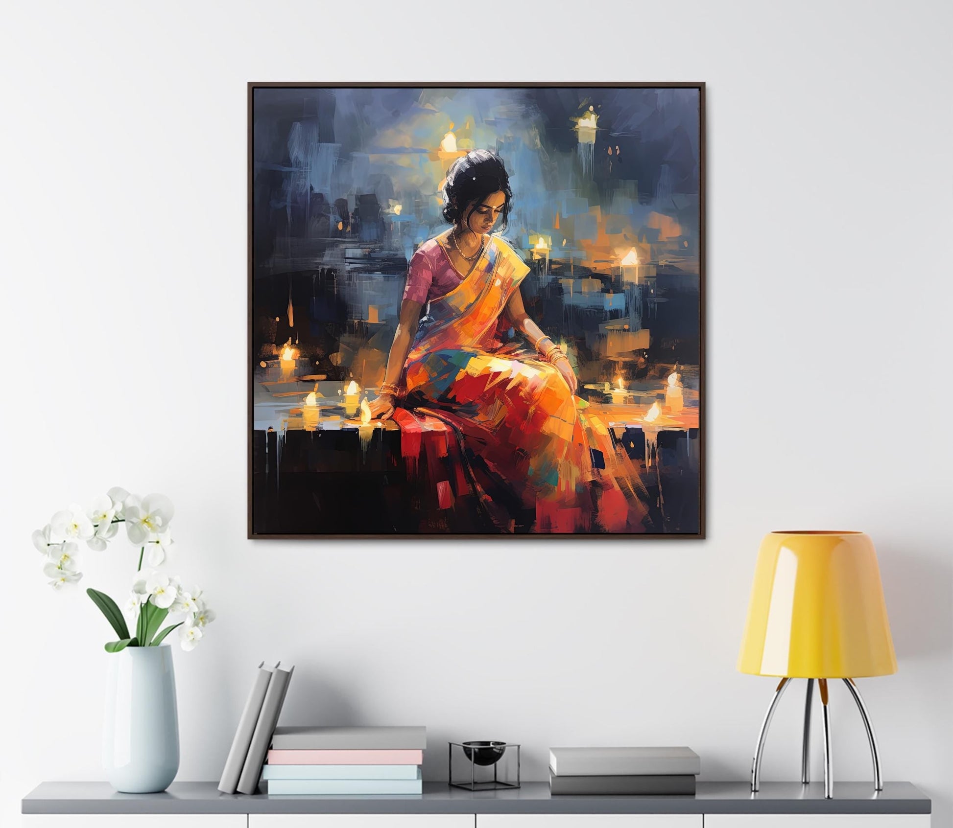 Indian Woman Canvas Print - Abstract Oil Painting | Framed Wall Art Decor - Antarmada