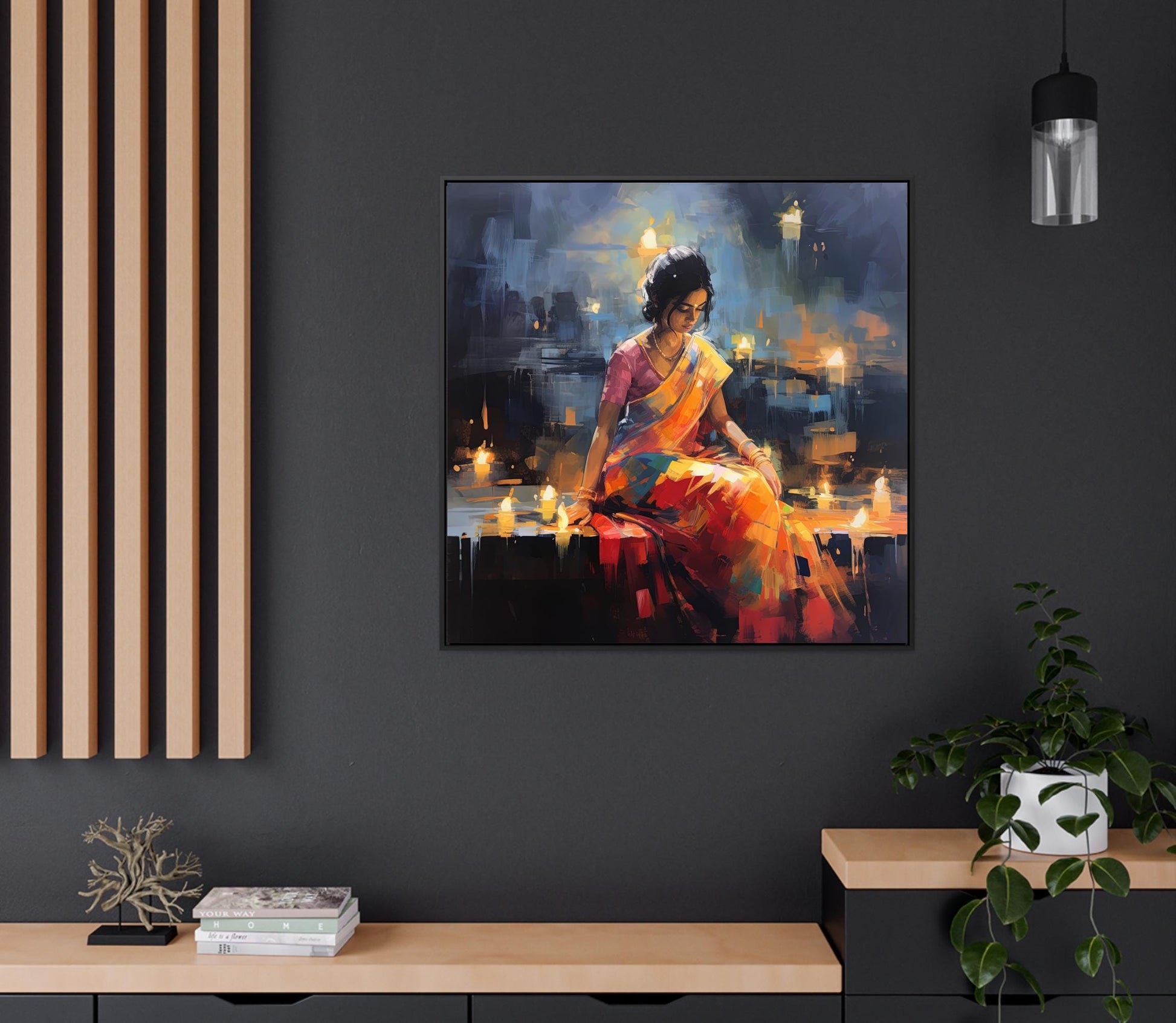 Indian Woman Canvas Print - Abstract Oil Painting | Framed Wall Art Decor - Antarmada
