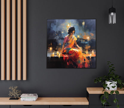 Indian Woman Canvas Print - Abstract Oil Painting | Framed Wall Art Decor - Antarmada