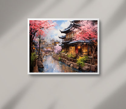 Kyoto Cherry Blossom Canvas | Premium Japanese Wall Art Print - Ready to Hang - Antarmada