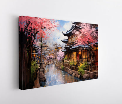 Kyoto Cherry Blossom Canvas | Premium Japanese Wall Art Print - Ready to Hang - Antarmada