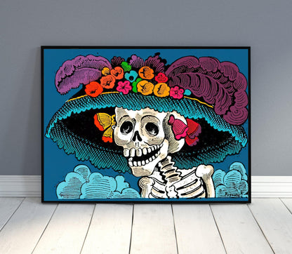 La Calavera Catrina Print – Premium Mexican Folk Art Canvas by José Guadalupe Posada - Antarmada