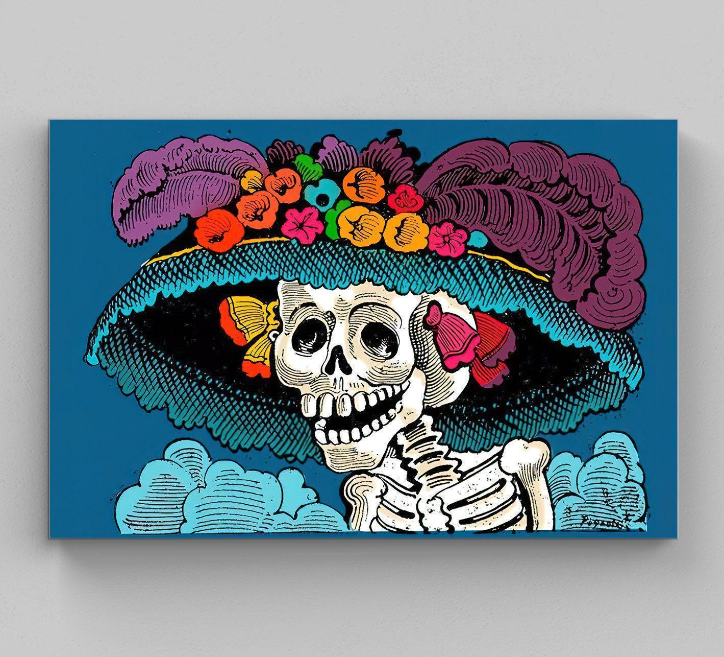 La Calavera Catrina Print – Premium Mexican Folk Art Canvas by José Guadalupe Posada - Antarmada