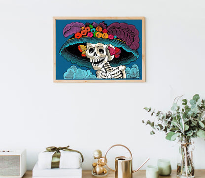 La Calavera Catrina Print – Premium Mexican Folk Art Canvas by José Guadalupe Posada - Antarmada