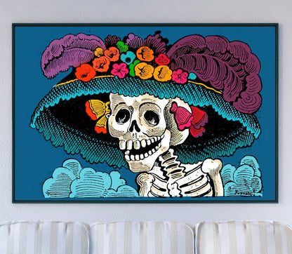 La Calavera Catrina Print – Premium Mexican Folk Art Canvas by José Guadalupe Posada - Antarmada
