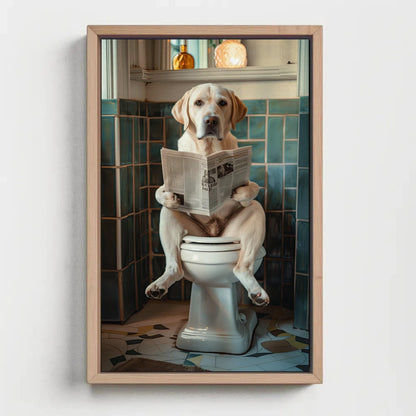 Labrador Retriever Canvas Art – Funny Dog Toilet Humor Bathroom Wall Art Print - Antarmada