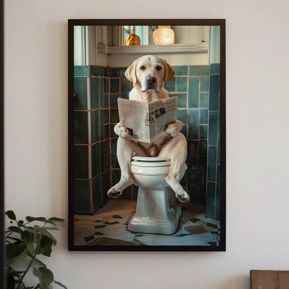 Labrador Retriever Canvas Art – Funny Dog Toilet Humor Bathroom Wall Art Print - Antarmada