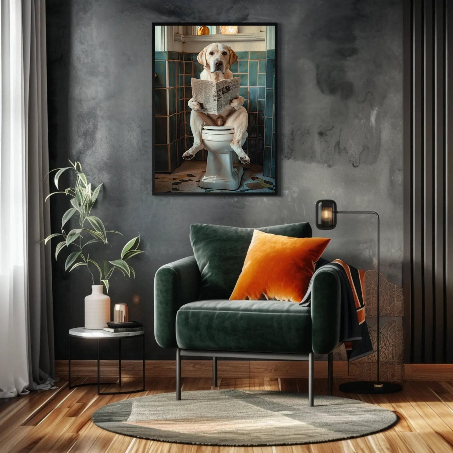 Labrador Retriever Canvas Art – Funny Dog Toilet Humor Bathroom Wall Art Print - Antarmada