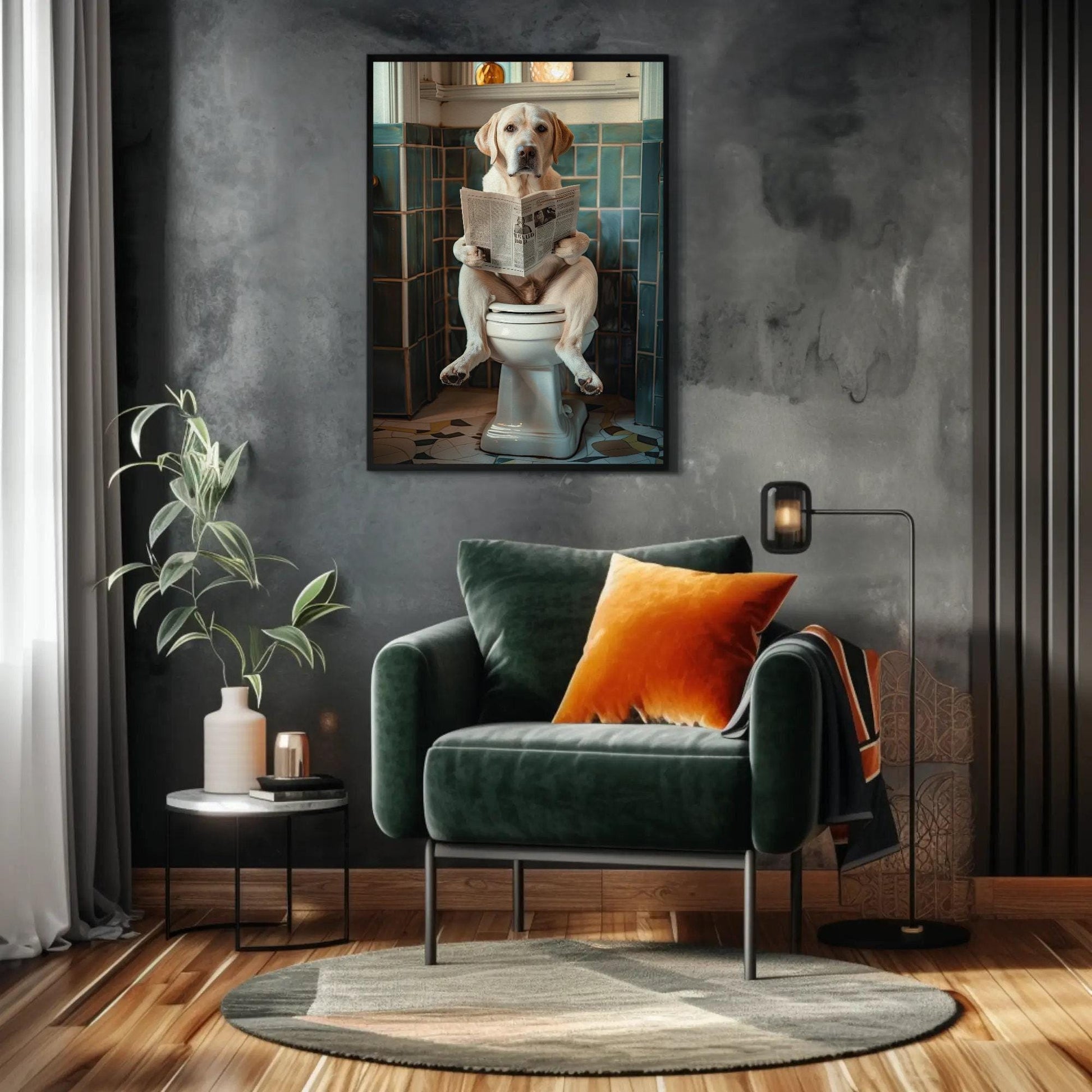 Labrador Retriever Canvas Art – Funny Dog Toilet Humor Bathroom Wall Art Print - Antarmada