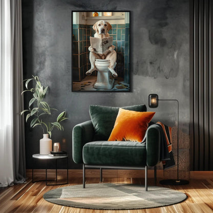 Labrador Retriever Canvas Art – Funny Dog Toilet Humor Bathroom Wall Art Print - Antarmada