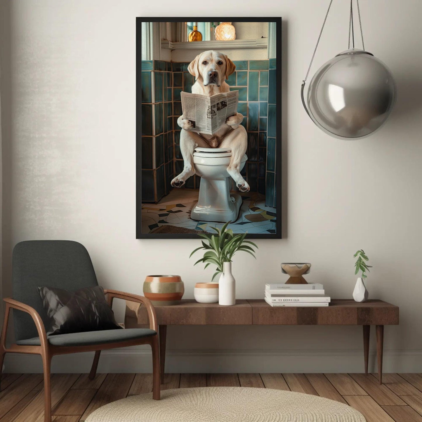 Labrador Retriever Canvas Art – Funny Dog Toilet Humor Bathroom Wall Art Print - Antarmada