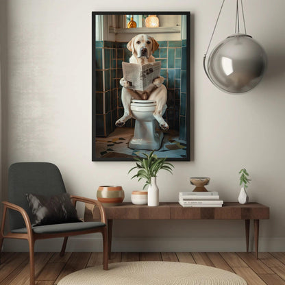 Labrador Retriever Canvas Art – Funny Dog Toilet Humor Bathroom Wall Art Print - Antarmada
