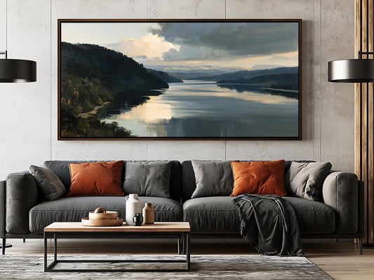 Storm clouds over still lake canvas wall art, Lake Canvas Wall Art, Storm Clouds Over Still Lake - Antarmada