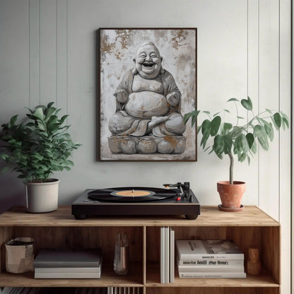 Laughing Buddha Canvas - Spiritual Wall Art | 24x36 Inch Abstract Canvas Print - Antarmada