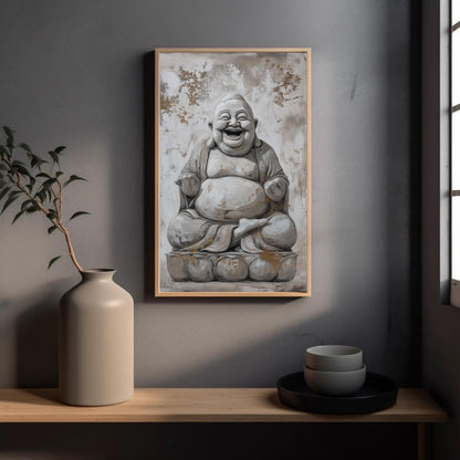 Laughing Buddha Canvas - Spiritual Wall Art | 24x36 Inch Abstract Canvas Print - Antarmada