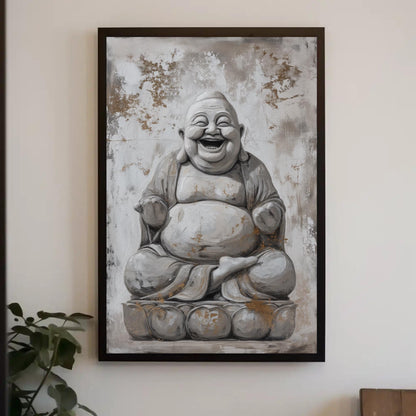 Laughing Buddha Canvas - Spiritual Wall Art | 24x36 Inch Abstract Canvas Print - Antarmada