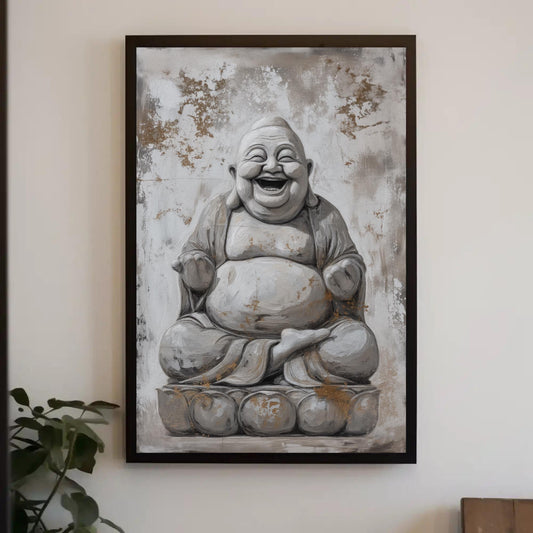 Laughing Buddha Canvas - Spiritual Wall Art | 24x36 Inch Abstract Canvas Print - Antarmada