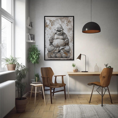 Laughing Buddha Canvas - Spiritual Wall Art | 24x36 Inch Abstract Canvas Print - Antarmada