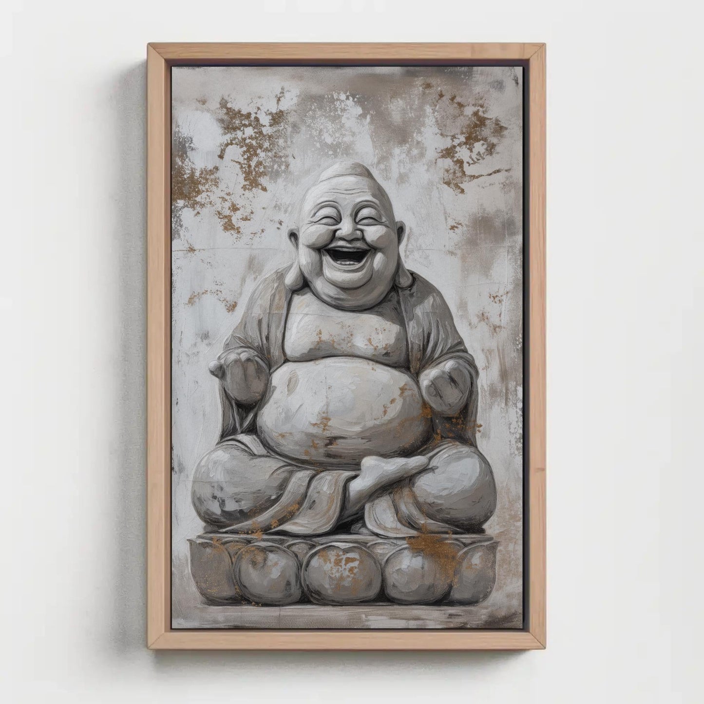 Laughing Buddha Canvas - Spiritual Wall Art | 24x36 Inch Abstract Canvas Print - Antarmada