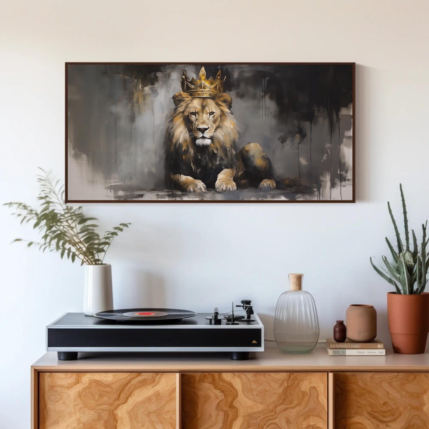 Lion King Canvas Art – Black Gold Canvas | Modern Lion Wall Art Print - Antarmada