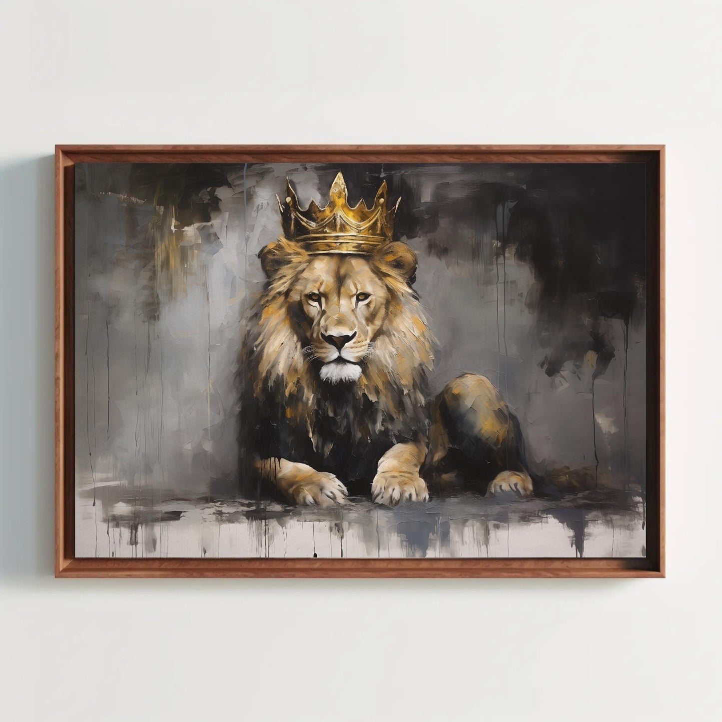Lion King Canvas Art – Black Gold Canvas | Modern Lion Wall Art Print - Antarmada