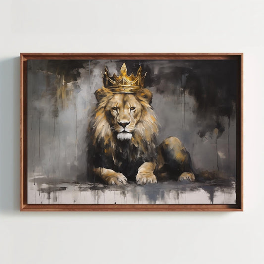 Lion King Canvas Art – Black Gold Canvas | Modern Lion Wall Art Print - Antarmada