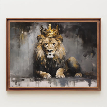 Lion King Canvas Art – Black Gold Canvas | Modern Lion Wall Art Print - Antarmada