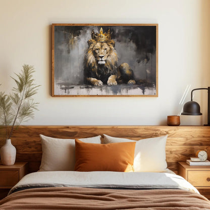 Lion King Canvas Art – Black Gold Canvas | Modern Lion Wall Art Print - Antarmada