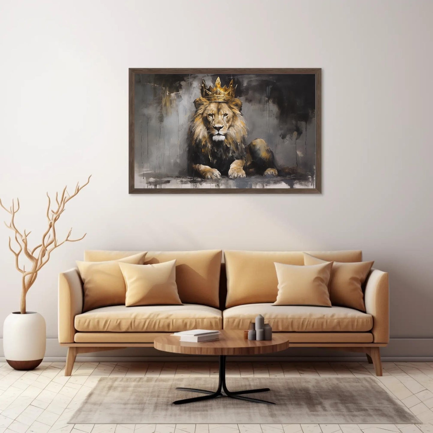 Lion King Canvas Art – Black Gold Canvas | Modern Lion Wall Art Print - Antarmada